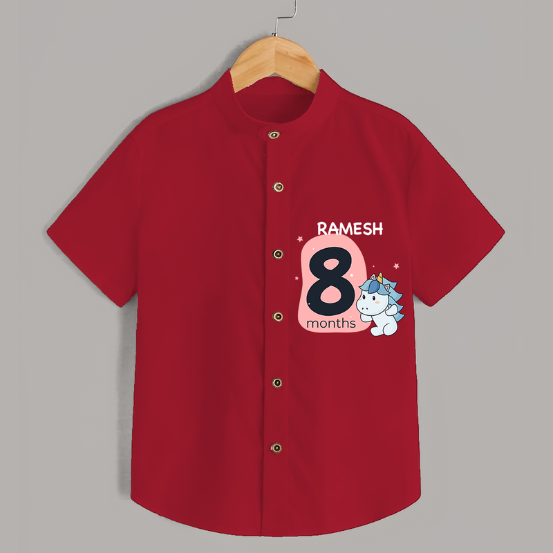Commemorate your little one's 8th month with a customized Shirt - RED - 0 - 6 Months Old (Chest 21")