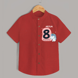 Baby Shirt Birthday Outfit - 8th Month | Personalized Shirt | Cozy Cotton Fabric - RED - 0 - 6 Months Old (Chest 23")