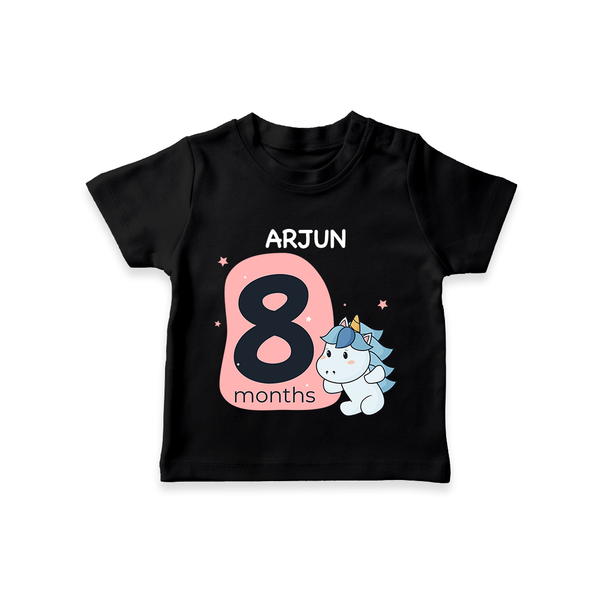 Baby T-Shirt Birthday Outfit - 8th Month | Personalized T-Shirt | Cozy Cotton Fabric - BLACK - 0-5 Months Old (Chest 17")