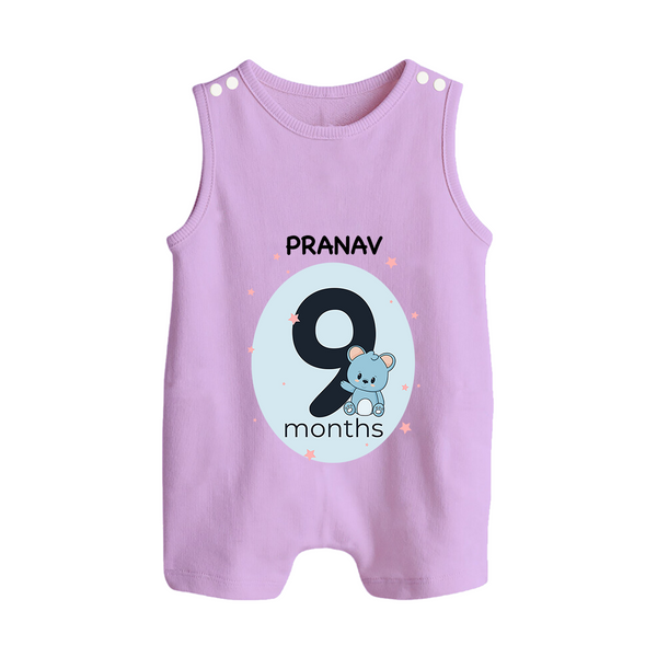 Baby Romper Suit/ Sleeveless Romper Birthday Outfit - 9th Month | Personalized Romper Suit/ Sleeveless Romper | Cozy Cotton Fabric - LILAC - 0 - 5 Months Old (Chest 18")