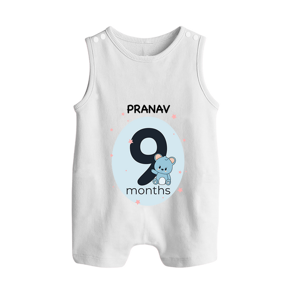 Baby Romper Suit/ Sleeveless Romper Birthday Outfit - 9th Month | Personalized Romper Suit/ Sleeveless Romper | Cozy Cotton Fabric - WHITE - 0 - 5 Months Old (Chest 18")