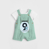 Commemorate your little one's 9th month with a customized Dungaree Set - LIGHT GREEN - 0 - 5 Months Old (Chest 17")