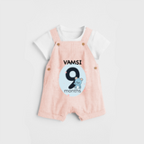 Commemorate your little one's 9th month with a customized Dungaree Set - PEACH - 0 - 5 Months Old (Chest 17")