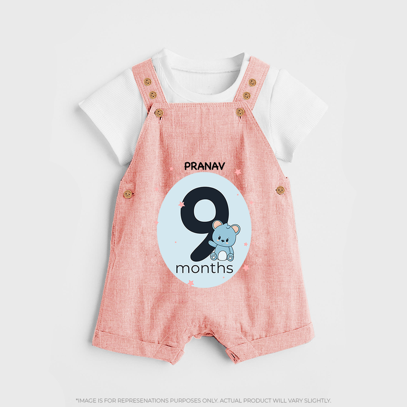 Commemorate This Special Moment With Our Bespoke Baby Dungaree Set, Perfect For 9-Month Celebration - PEACH - 0 - 5 Months Old (Chest 18")