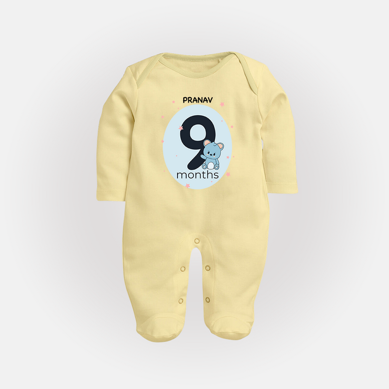 Commemorate This Special Moment With Our Bespoke Baby Sleep Suit, Perfect For 9-Month Celebration - PASTEL YELLOW - New Born (Chest 7.5")