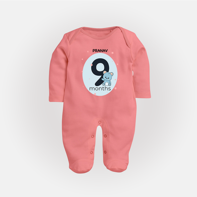 Commemorate This Special Moment With Our Bespoke Baby Sleep Suit, Perfect For 9-Month Celebration - PEACH - New Born (Chest 7.5")