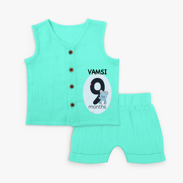 Commemorate your little one's 9th month with a customized Jabla Set - AQUA GREEN - 0 - 3 Months Old (Chest 9.8")