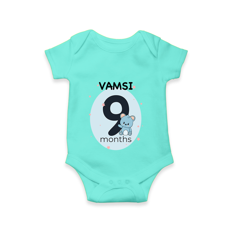 Commemorate your little one's 9th month with a customized romper - ARCTIC BLUE - 0 - 3 Months Old (Chest 16")
