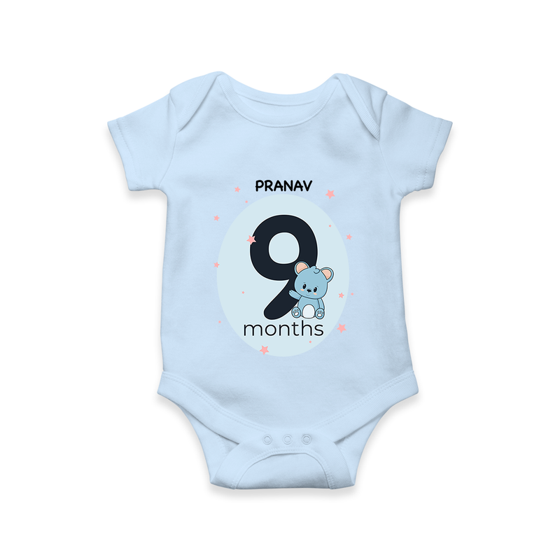 Commemorate This Special Moment With Our Bespoke Baby Romper, Perfect For 9-Month Celebration - BABY BLUE - 0 - 3 Months Old (Chest 16")