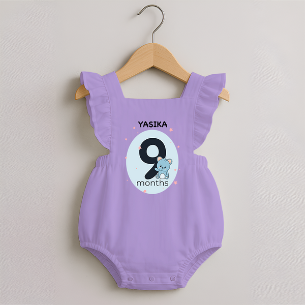 Baby Romper Frock Birthday Outfit - 9th Month | Personalized Romper Frock | Cozy Cotton Fabric - LILAC - 0 - 3 Months Old (Chest 19")