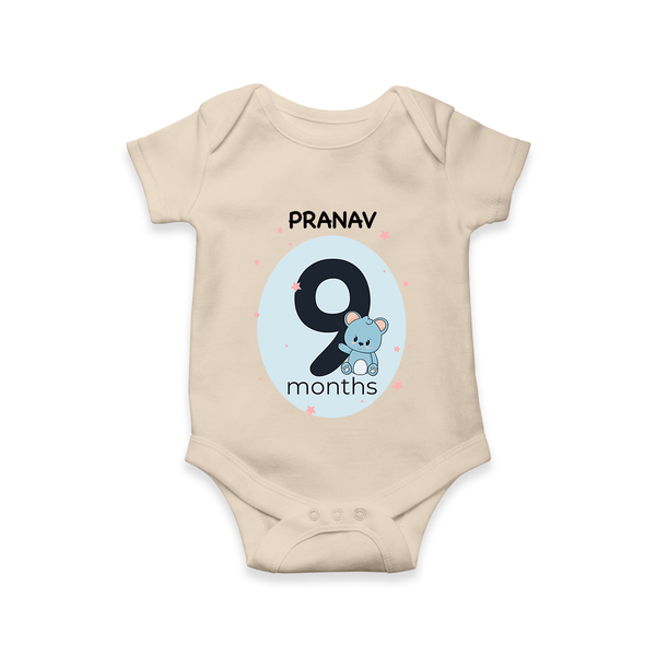 Baby Romper Birthday Outfit - 9th Month | Personalized Bodysuit | Cozy Cotton Fabric - IVORY - New Born (Chest 14")