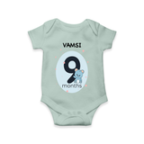 Commemorate your little one's 9th month with a customized romper - MINT GREEN - 0 - 3 Months Old (Chest 16")