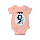Commemorate your little one's 9th month with a customized romper - PEACH - 0 - 3 Months Old (Chest 16")