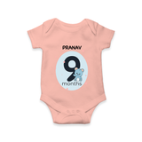 Baby Romper Birthday Outfit - 9th Month | Personalized Bodysuit | Cozy Cotton Fabric - PEACH - New Born (Chest 14")