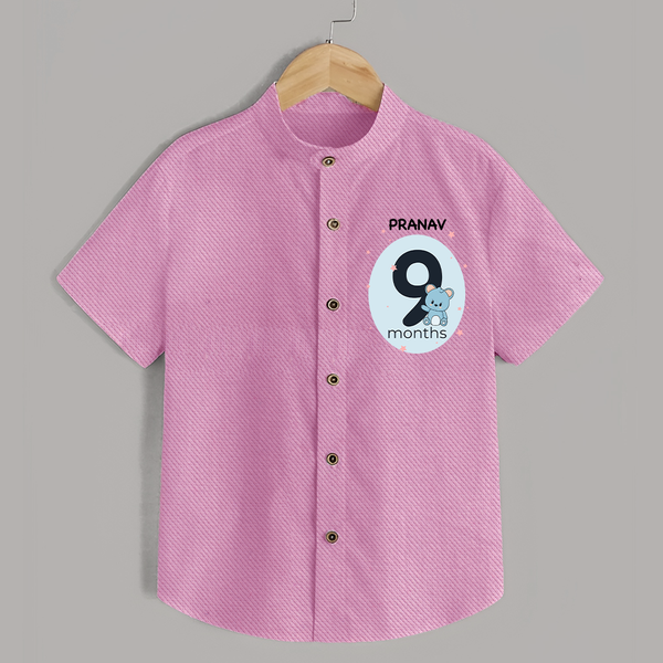 Baby Shirt Birthday Outfit - 9th Month | Personalized Shirt | Cozy Cotton Fabric - BABY PINK - 0 - 6 Months Old (Chest 23")