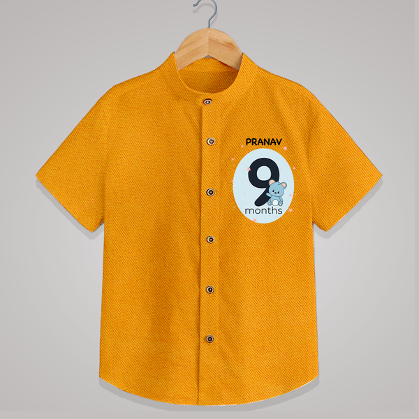 Baby Shirt Birthday Outfit - 9th Month | Personalized Shirt | Cozy Cotton Fabric - CHROME YELLOW - 0 - 6 Months Old (Chest 23")