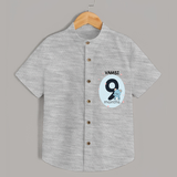 Commemorate your little one's 9th month with a customized Shirt - GREY MELANGE - 0 - 6 Months Old (Chest 21")