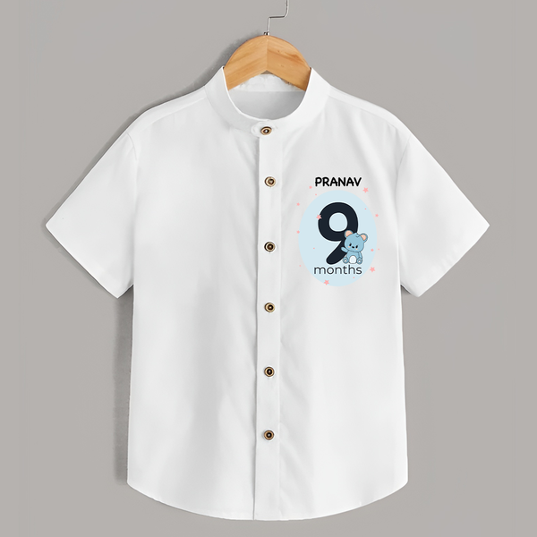 Baby Shirt Birthday Outfit - 9th Month | Personalized Shirt | Cozy Cotton Fabric - WHITE - 0 - 6 Months Old (Chest 23")