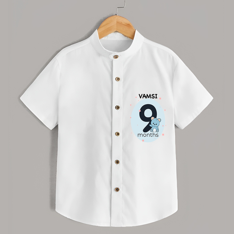 Commemorate your little one's 9th month with a customized Shirt - WHITE - 0 - 6 Months Old (Chest 21")