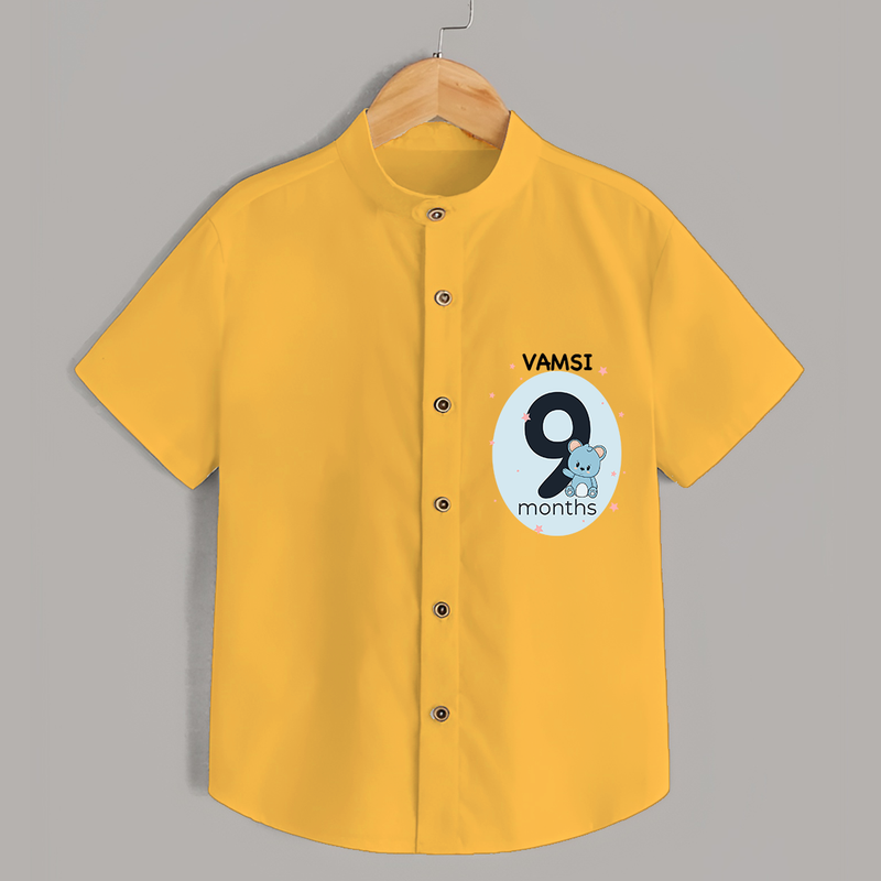 Commemorate your little one's 9th month with a customized Shirt - YELLOW - 0 - 6 Months Old (Chest 21")