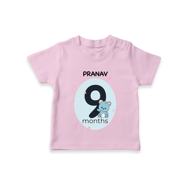 Baby T-Shirt Birthday Outfit - 9th Month | Personalized T-Shirt | Cozy Cotton Fabric - BABY PINK - 0-5 Months Old (Chest 17")