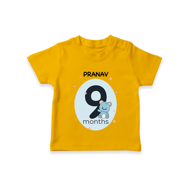 Baby T-Shirt Birthday Outfit - 9th Month | Personalized T-Shirt | Cozy Cotton Fabric - CHROME YELLOW - 0-5 Months Old (Chest 17")