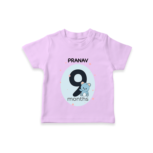 Baby T-Shirt Birthday Outfit - 9th Month | Personalized T-Shirt | Cozy Cotton Fabric - LILAC - 0-5 Months Old (Chest 17")