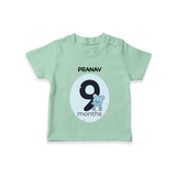 Baby T-Shirt Birthday Outfit - 9th Month | Personalized T-Shirt | Cozy Cotton Fabric - MINT GREEN - 0-5 Months Old (Chest 17")