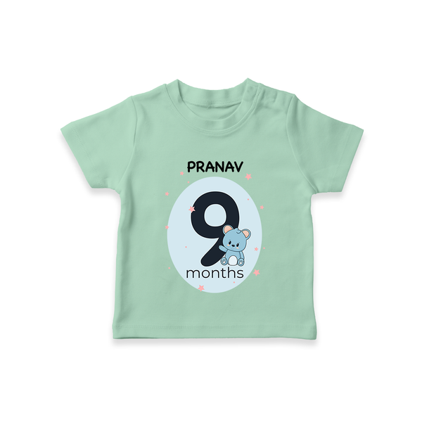 Baby T-Shirt Birthday Outfit - 9th Month | Personalized T-Shirt | Cozy Cotton Fabric - MINT GREEN - 0-5 Months Old (Chest 17")