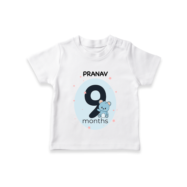 Baby T-Shirt Birthday Outfit - 9th Month | Personalized T-Shirt | Cozy Cotton Fabric - WHITE - 0-5 Months Old (Chest 17")
