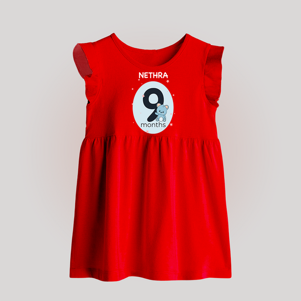 Baby Baby Frock Birthday Outfit - 9th Month | Personalized Baby Frock | Cozy Cotton Fabric - RED - 0 - 3 Months Old (Chest 17")