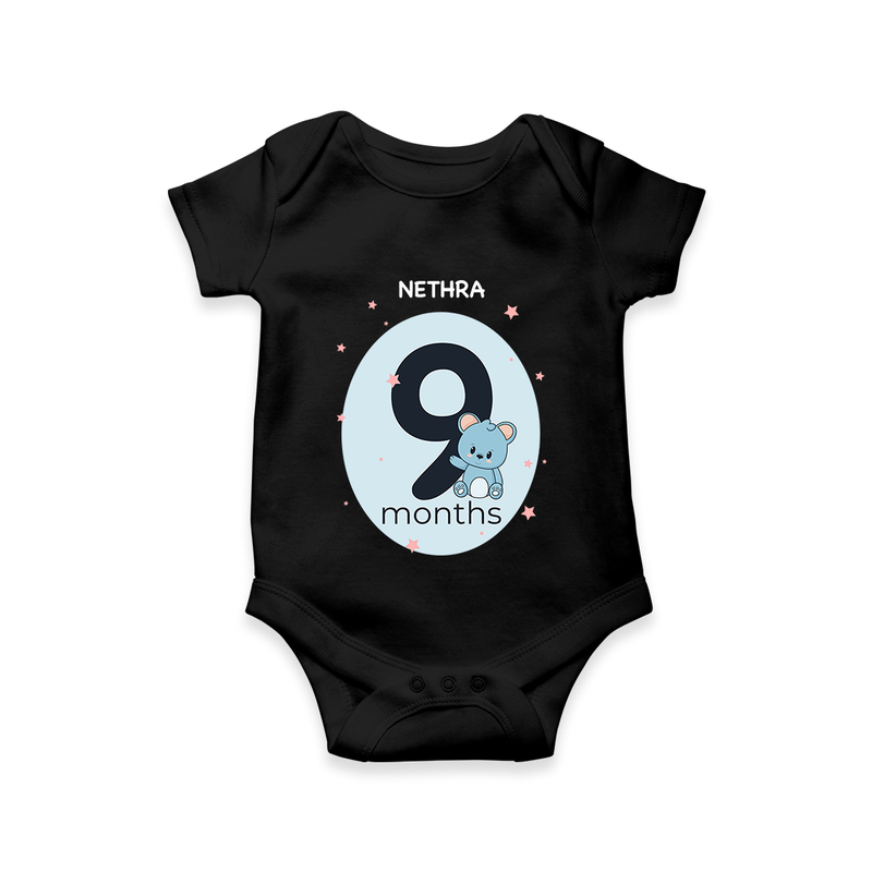 Commemorate This Special Moment With Our Bespoke Baby Romper, Perfect For 9-Month Celebration - BLACK - 0 - 3 Months Old (Chest 16")