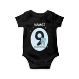Commemorate your little one's 9th month with a customized romper - BLACK - 0 - 3 Months Old (Chest 16")