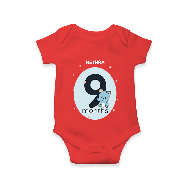 Commemorate This Special Moment With Our Bespoke Baby Romper, Perfect For 9-Month Celebration - RED - 0 - 3 Months Old (Chest 16")