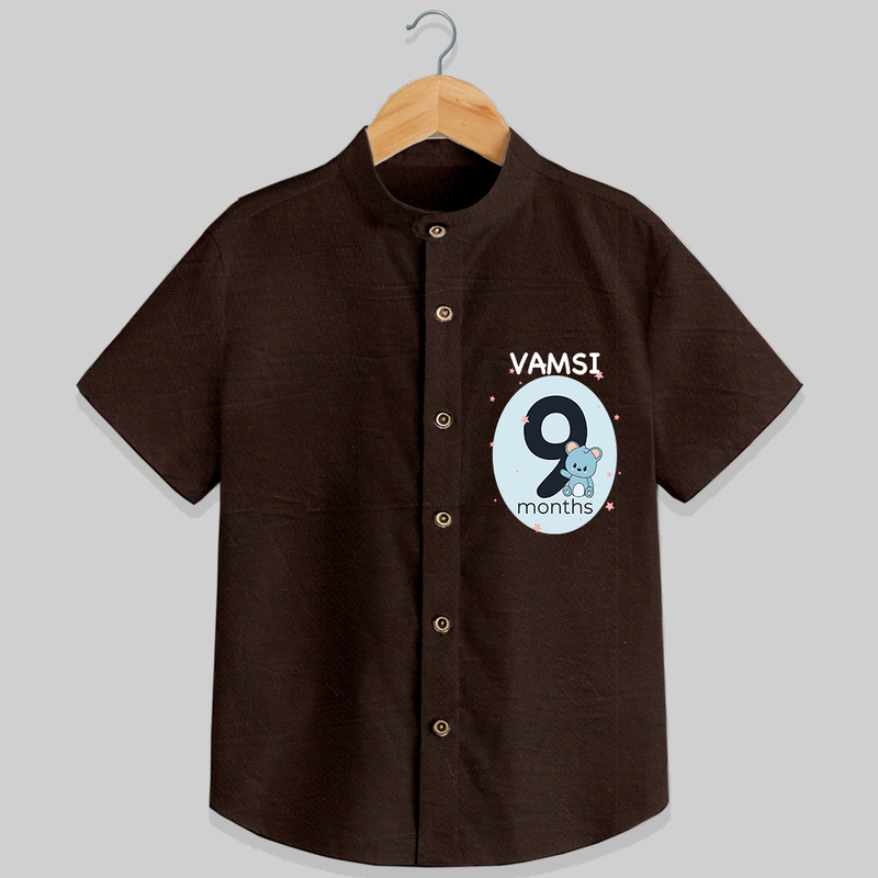 Commemorate your little one's 9th month with a customized Shirt - CHOCOLATE BROWN - 0 - 6 Months Old (Chest 21")