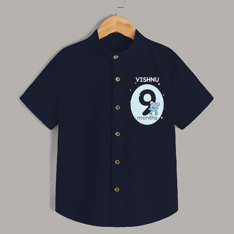 Baby Shirt Birthday Outfit - 9th Month | Personalized Shirt | Cozy Cotton Fabric - NAVY BLUE - 0 - 6 Months Old (Chest 23")
