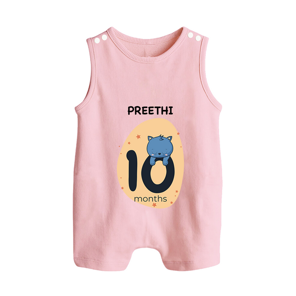 Baby Romper Suit/ Sleeveless Romper Birthday Outfit - 10th Month | Personalized Romper Suit/ Sleeveless Romper | Cozy Cotton Fabric - BABY PINK - 0 - 5 Months Old (Chest 18")