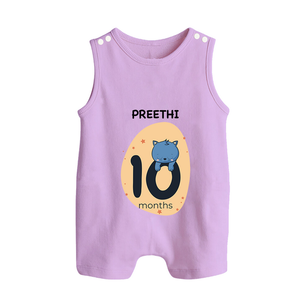 Baby Romper Suit/ Sleeveless Romper Birthday Outfit - 10th Month | Personalized Romper Suit/ Sleeveless Romper | Cozy Cotton Fabric - LILAC - 0 - 5 Months Old (Chest 18")