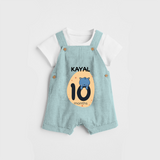 Commemorate your little one's 10th month with a customized Dungaree Set - ARCTIC BLUE - 0 - 5 Months Old (Chest 17")