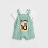 Commemorate your little one's 10th month with a customized Dungaree Set - LIGHT GREEN - 0 - 5 Months Old (Chest 17")