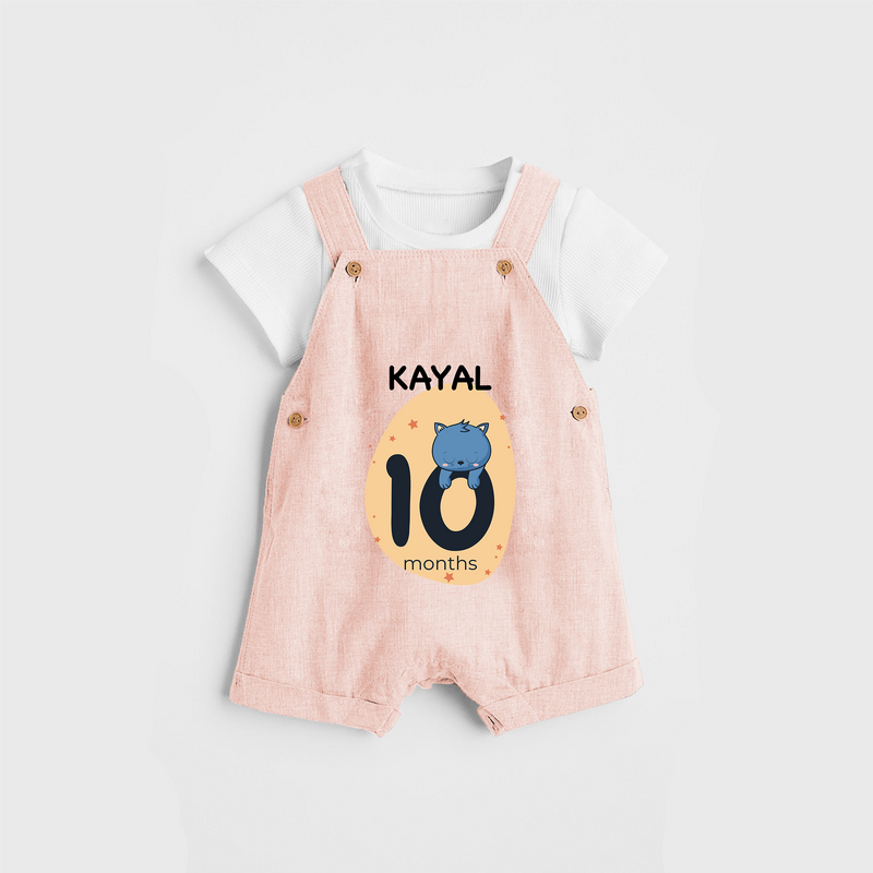 Commemorate your little one's 10th month with a customized Dungaree Set - PEACH - 0 - 5 Months Old (Chest 17")
