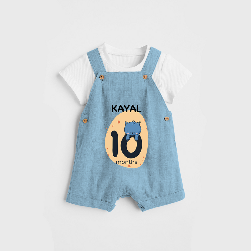 Commemorate your little one's 10th month with a customized Dungaree Set - SKY BLUE - 0 - 5 Months Old (Chest 17")