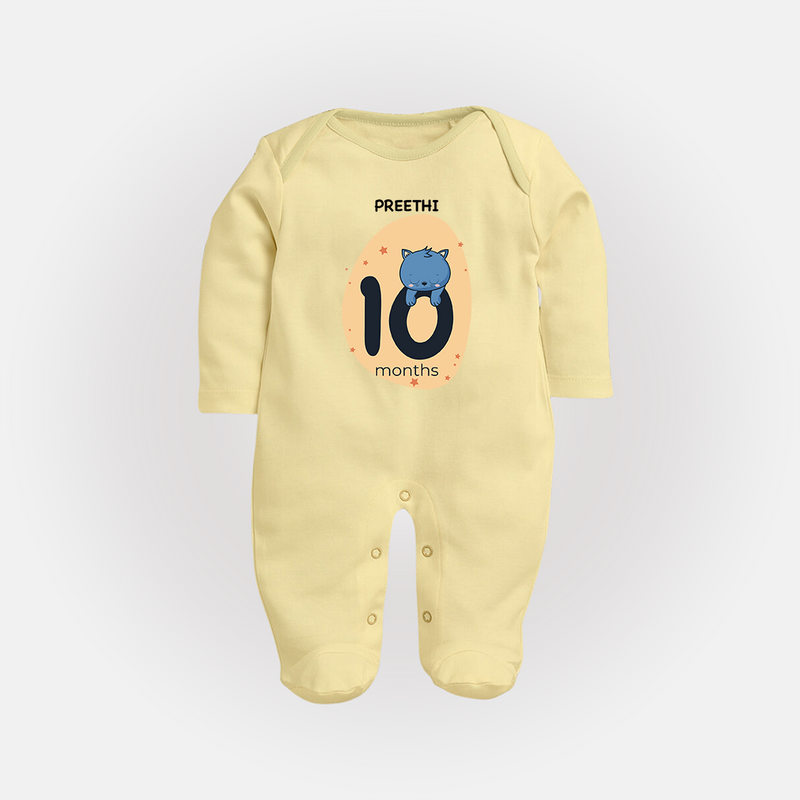 Commemorate This Special Moment With Our Bespoke Baby Sleep Suit, Perfect For 10-Month Celebration - PASTEL YELLOW - New Born (Chest 7.5")