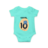 Commemorate your little one's 10th month with a customized romper - ARCTIC BLUE - 0 - 3 Months Old (Chest 16")