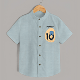 Baby Shirt Birthday Outfit - 10th Month | Personalized Shirt | Cozy Cotton Fabric - ARCTIC BLUE - 0 - 6 Months Old (Chest 23")