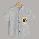 Commemorate your little one's 10th month with a customized Shirt - GREY MELANGE - 0 - 6 Months Old (Chest 21")