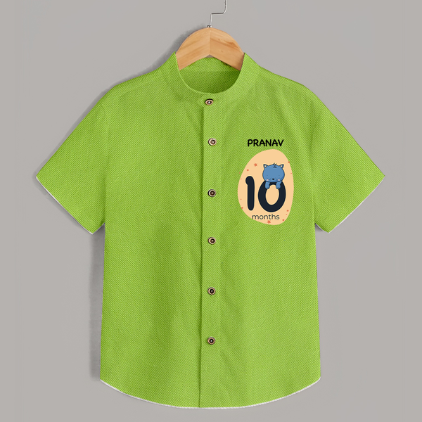 Baby Shirt Birthday Outfit - 10th Month | Personalized Shirt | Cozy Cotton Fabric - LIME GREEN - 0 - 6 Months Old (Chest 23")