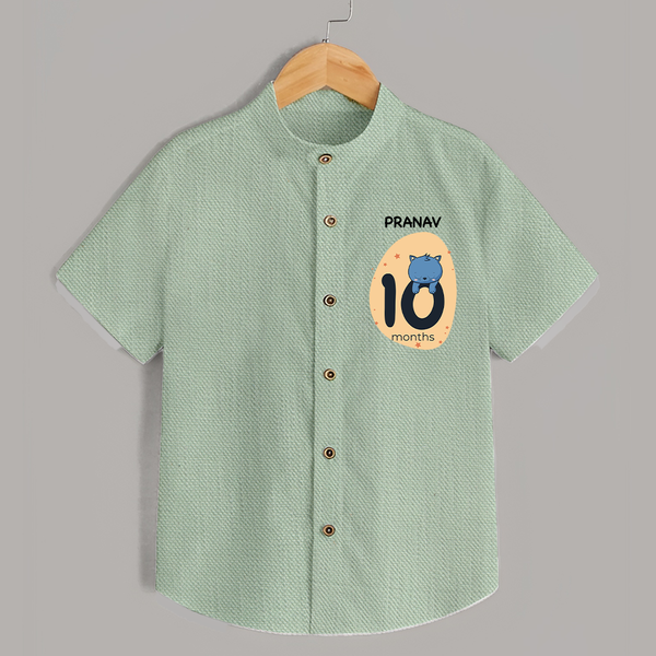 Baby Shirt Birthday Outfit - 10th Month | Personalized Shirt | Cozy Cotton Fabric - MINT GREEN - 0 - 6 Months Old (Chest 23")
