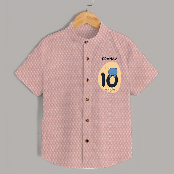 Baby Shirt Birthday Outfit - 10th Month | Personalized Shirt | Cozy Cotton Fabric - PEACH - 0 - 6 Months Old (Chest 23")