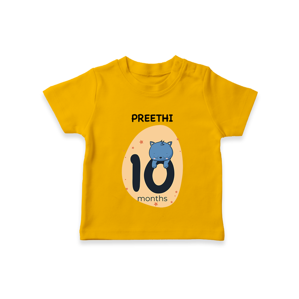 Baby T-Shirt Birthday Outfit - 10th Month | Personalized T-Shirt | Cozy Cotton Fabric - CHROME YELLOW - 0-5 Months Old (Chest 17")